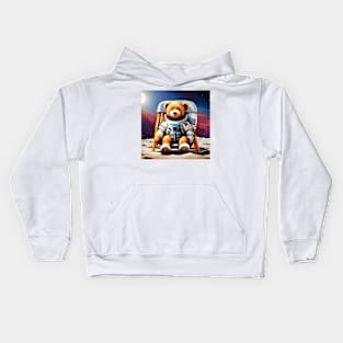 Teddy in a Space suit on the Moon Kids Hoodie